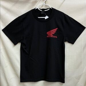 Honda Fox Vally Cycles Youth Black Tee with Red Wing Logo